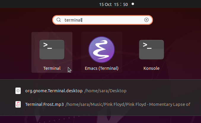 Terminal Ubuntu Menu