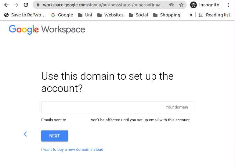 Google Workspace Signup Step 4