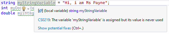 C# Assign Variable Underline Description - C# Beginners Variables & Types