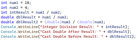 Integer Division Visual Studio