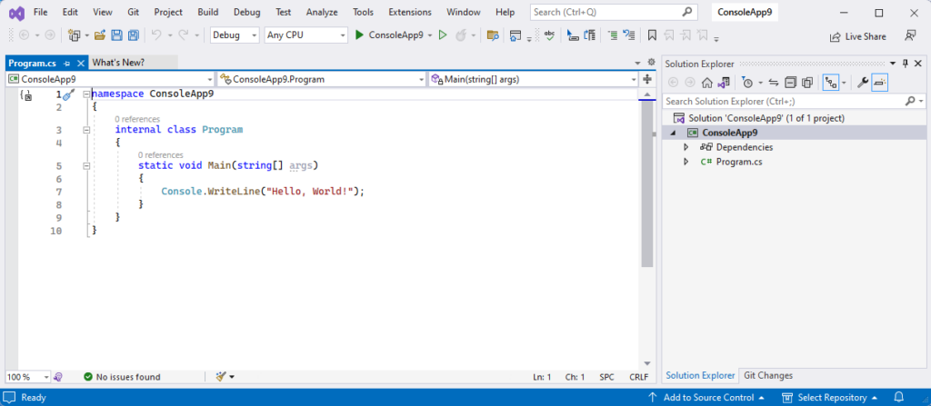 Visual Studio Create DotNet6 ReadyToCode - Old Way