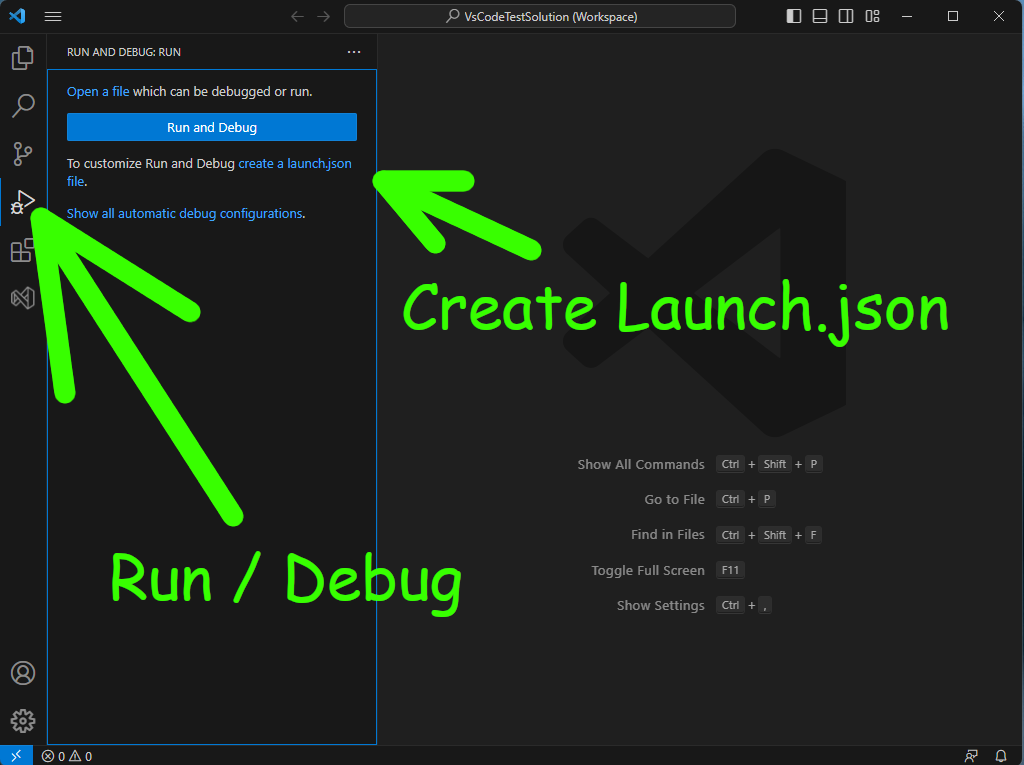 VsCode Create launch.json
